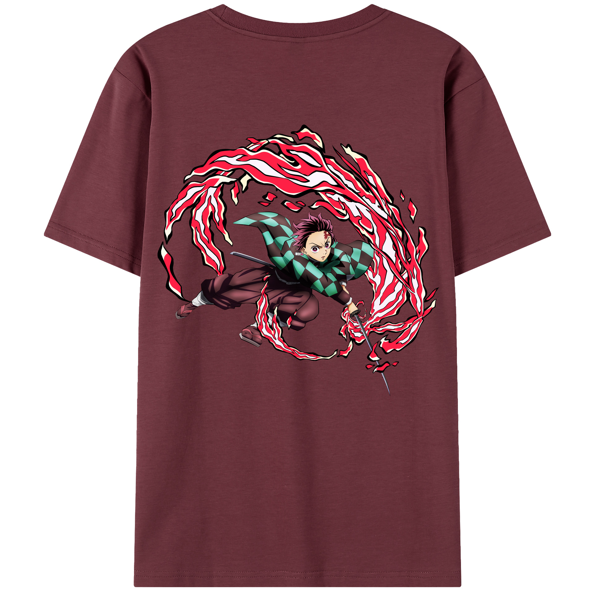 （画像用） 鬼滅の刃 竈門 炭治郎／かまど たんじろう Kamado Tanjirou 綿100％半袖Tシャツ（背面プリント）